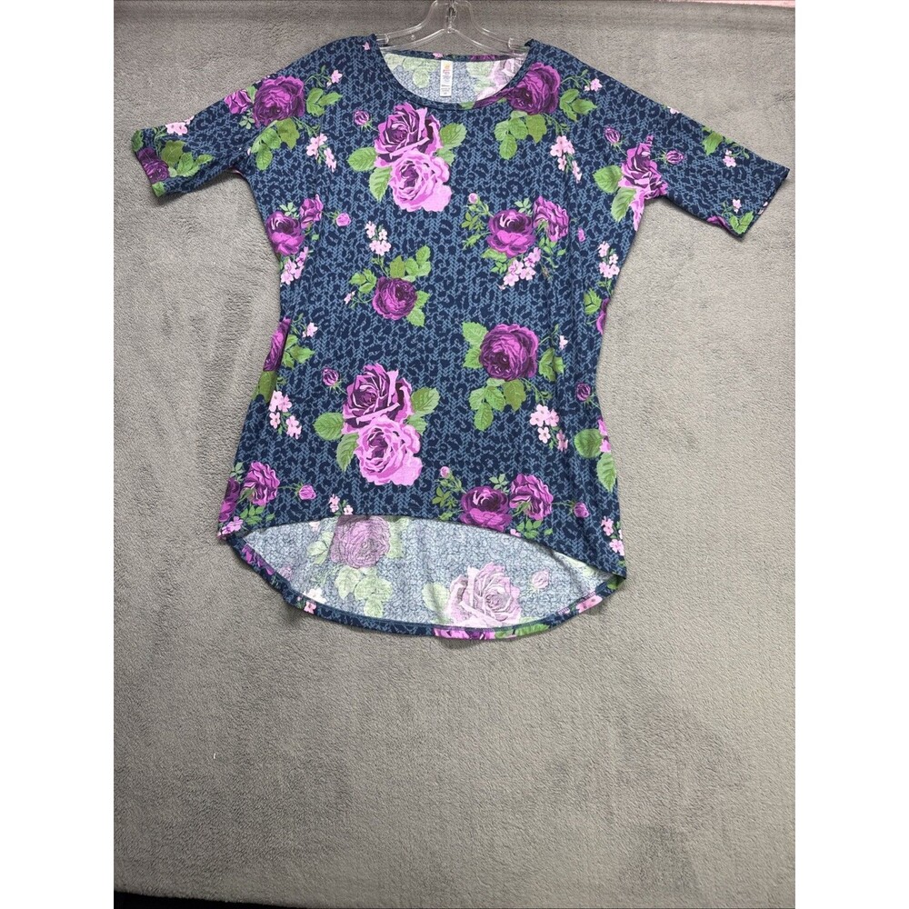 LuLaRoe Irma Tunic XS Floral/Cheetah blue